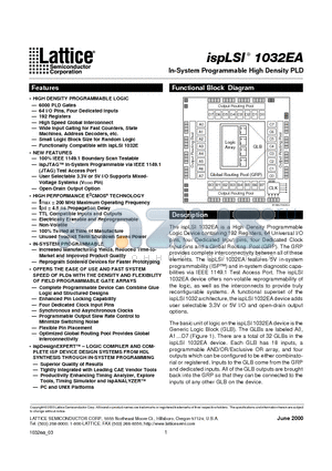 ISPLSI1032EA-200LT100 datasheet - In-System Programmable High Density PLD