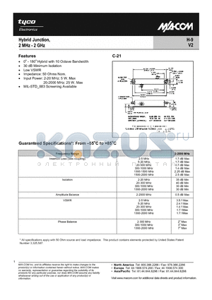 H-9N datasheet - Hybrid Junction, 2 MHz - 2 GHz