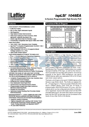 ISPLSI1048EA-100LQ128 datasheet - In-System Programmable High Density PLD