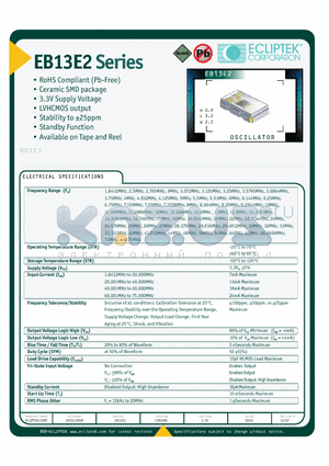 EB13E2C2H-40.000M datasheet - OSCILLATOR