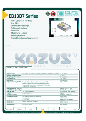 EB13D7D2H-150000M datasheet - OSCILLATOR