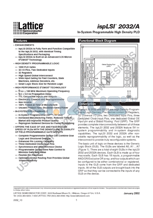 ISPLSI2032-135LJI datasheet - In-System Programmable High Density PLD