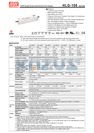 HLG-100-48 datasheet - 100W Single Output Switching Power Supply