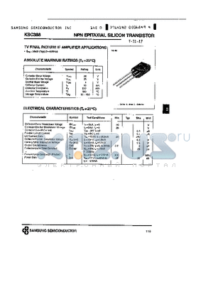 KSC388 datasheet - NPN (TV FINAL PICTURE IF AMPLIFIER APPLICATIONS)