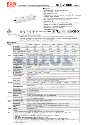 HLG-100H-20 datasheet - 100W Single Output Switching Power Supply