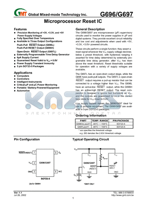 G696H293T datasheet - Microprocessor Reset IC