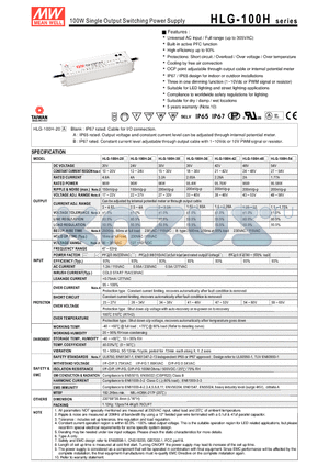 HLG-100H-42 datasheet - 100W Single Output Switching Power Supply