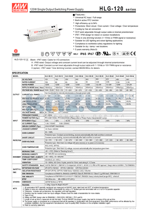 HLG-120-20 datasheet - 120W Single Output Switching Power Supply