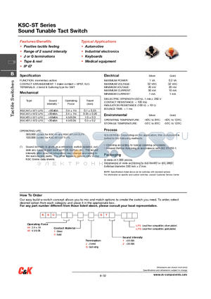 KSC441JST1LFS datasheet - Sound Tunable Tact Switch