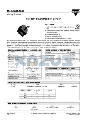 601-10450002BO1E4 datasheet - Full 360` Smart Position Sensor