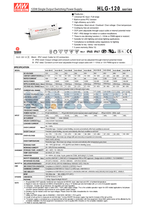 HLG-120-42 datasheet - 120W Single Output Switching Power Supply