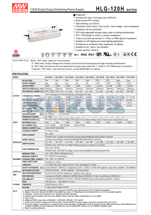 HLG-120H-12 datasheet - 120W Single Output Switching Power Supply