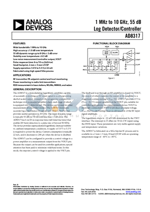 AD8317-EVALZ datasheet - 1 MHz to 10 GHz, 55 dB Log Detector/Controller