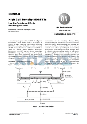 EB201 datasheet - High Cell Density MOSFETs Low On-Resistance Affords New Design Options