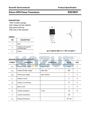 KSC5021 datasheet - Silicon NPN Power Transistors