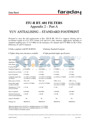 601F0275 datasheet - ITU-R BT. 601 FILTERS