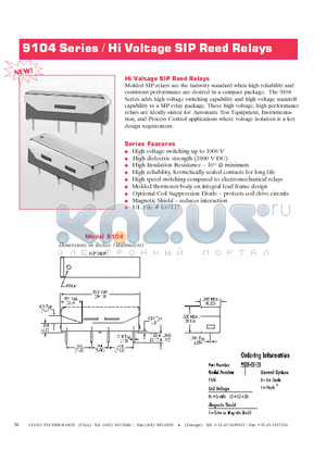 9104-12-11 datasheet - Hi Voltage SIP Reed Relays