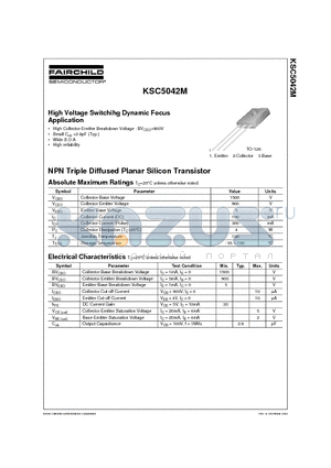 KSC5042M datasheet - High Voltage Switchihg Dynamic Focus Application