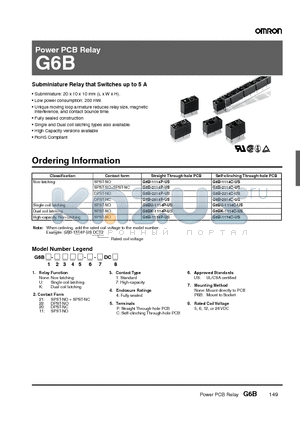 G6B-1114P-US datasheet - Power PCB Relay