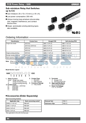 G6B-1114C-US datasheet - Sub-miniature Relay that Switches up to 5 A