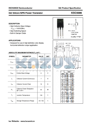 KSC5086 datasheet - isc Silicon NPN Power Transistor