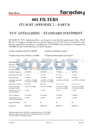 601S0767 datasheet - 601 FILTERS