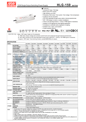 HLG-150-20 datasheet - 150W Single Output Switching Power Supply