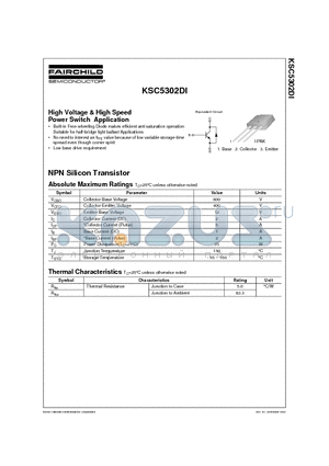 KSC5302DI datasheet - High Voltage & High Speed Power Switch Application