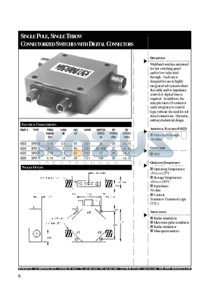 6024 datasheet - SINGLE POLE, SINGLE THROW CONNECTORIZED SWITCHES WITH DIGITAL CONNECTORS