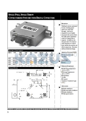 6025 datasheet - SINGLE POLE, SINGLE THROW CONNECTORIZED SWITCHES WITH DIGITAL CONNECTORS