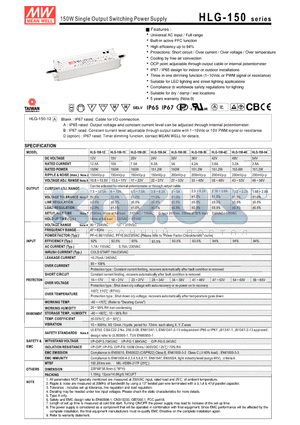 HLG-150-48 datasheet - 150W Single Output Switching Power Supply