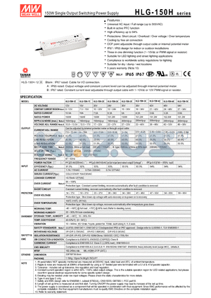 HLG-150H-15 datasheet - 150W Single Output Switching Power Supply