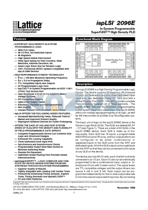 ISPLSI2096E-100LQ128 datasheet - In-System Programmable SuperFAST High Density PLD