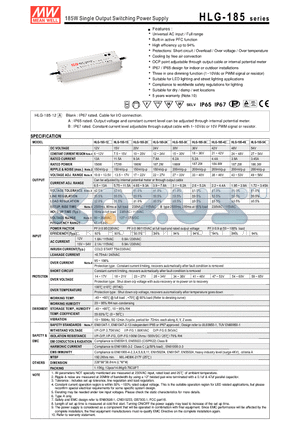 HLG-185 datasheet - 185W Single Output Switching Power Supply