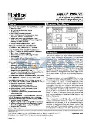 ISPLSI2096VE-135LT128I datasheet - 3.3V In-System Programmable SuperFAST High Density PLD