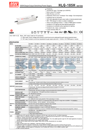 HLG-185H datasheet - 185W Single Output Switching Power Supply