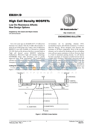EB201D datasheet - High Cell Density MOSFETs Low On-Resistance Affords New Design Options