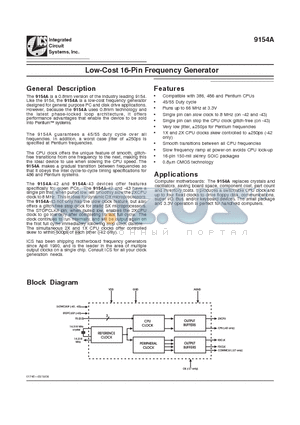 9154A-42CS16 datasheet - Low-Cost 16-Pin Frequency Generator