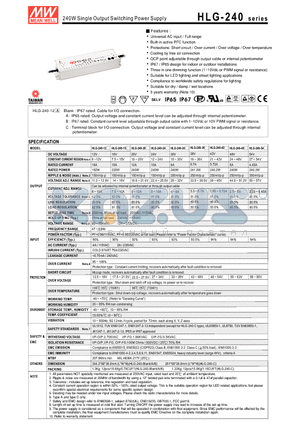 HLG-240 datasheet - 240W Single Output Switching Power Supply