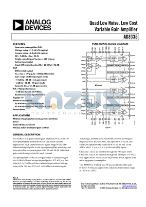 AD8335ACPZ-REEL datasheet - Quad Low Noise, Low Cost Variable Gain Amplifier