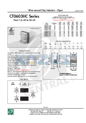 CT0603HCG-220G datasheet - Wire-wound Chip Inductors - Open