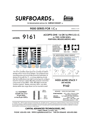 9161 datasheet - ACCEPTS ONE 14 OR 16-PIN S.O.I.C. or TWO 8-PIN SOICs PERIPHERAL BREADBOARDING AREA