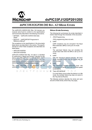 DSPIC33FJ12GP201 datasheet - Silicon Errata