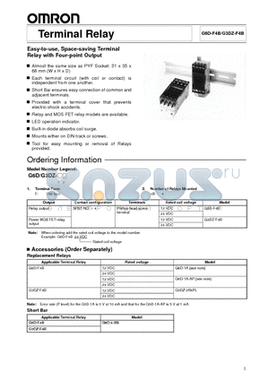 G6D-F4B datasheet - Easy-to-use, Space-saving Terminal Relay with Four-point Output