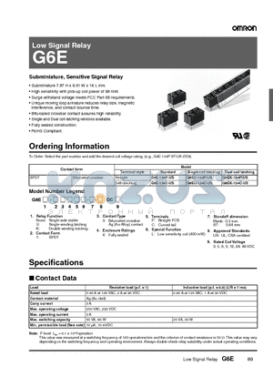 G6E datasheet - Low Signal Relay