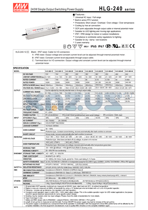 HLG-240-54B datasheet - 240W Single Output Switching Power Supply