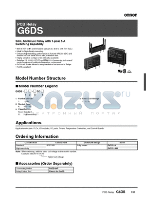 G6DS datasheet - PCB Relay