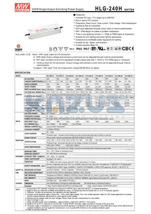 HLG-240H-12 datasheet - 240W Single Output Switching Power Supply