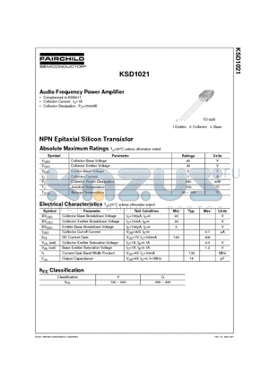 KSD1021_04 datasheet - Audio Frequency Power Amplifier