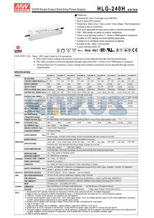 HLG-240H-15 datasheet - 240W Single Output Switching Power Supply